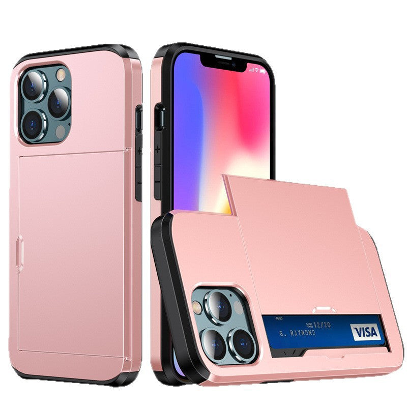 PC Slide Card Holder Case for iPhone 12–17 Models