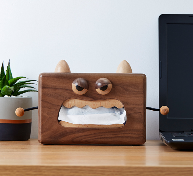 Small Monster Wooden Tissue Box Holder