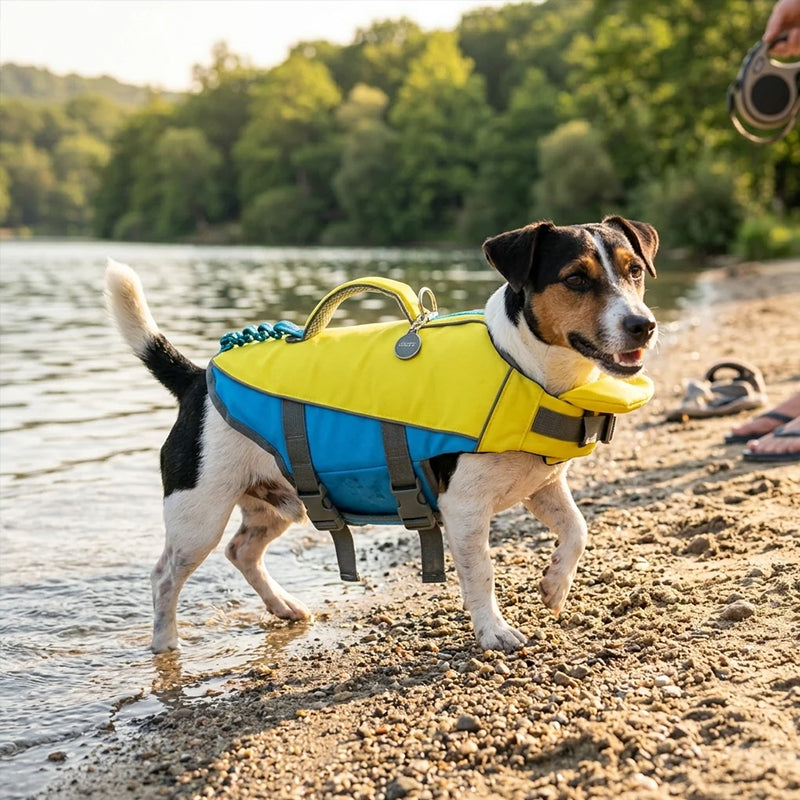 Adjustable Dog Life Jacket – 600D Oxford, High Buoyancy, Rescue Handle, Reflective Stripes | Swimming & Water Sports | XS–XL | 4 Colors