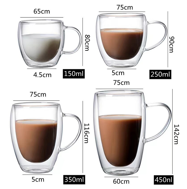 Double-Wall Borosilicate Glass Mug – Heat-Resistant Transparent Coffee & Tea Cup