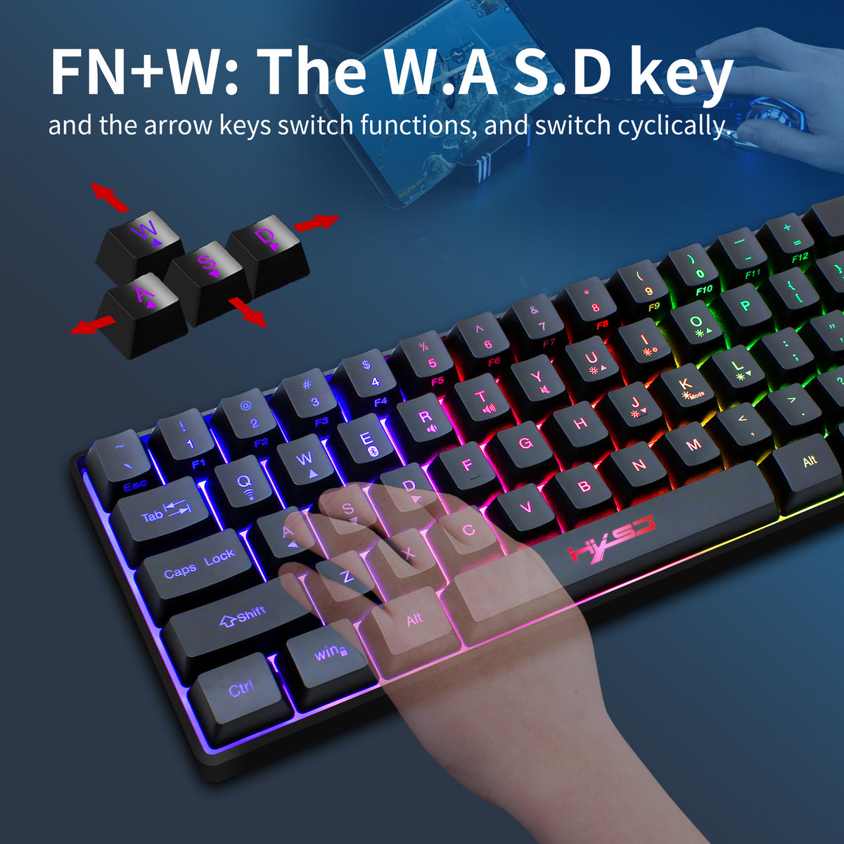 61-Key Bluetooth & 2.4G Wireless RGB Keyboard