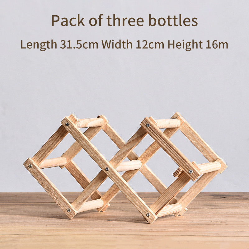 Foldable Solid Wood Wine Rack – Diamond Lattice Countertop Bottle Holder | Natural & Carbonized | 3, 5, 6 & 10 Bottle
