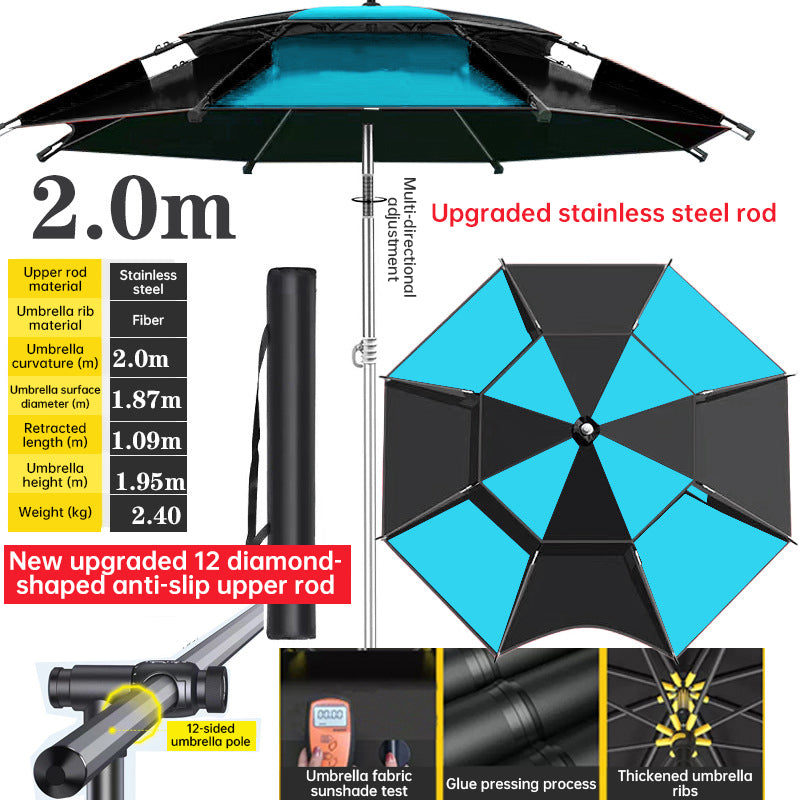 Extra-Large Fishing Umbrella with UV & Light-Rain Protection