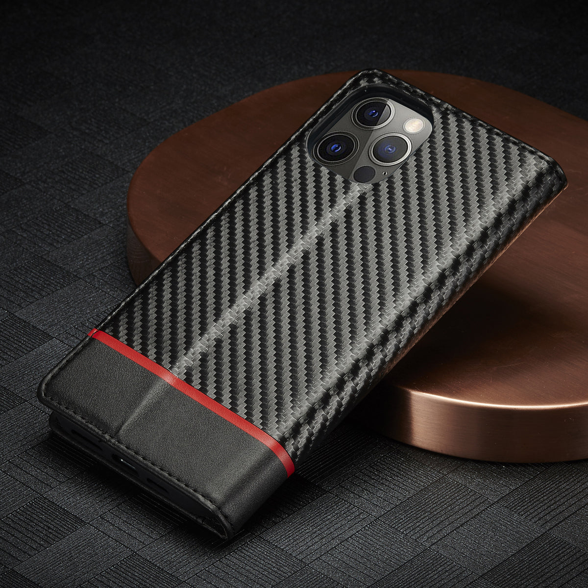 Carbon Fiber Magnetic Flip Case for iPhone 13 Series