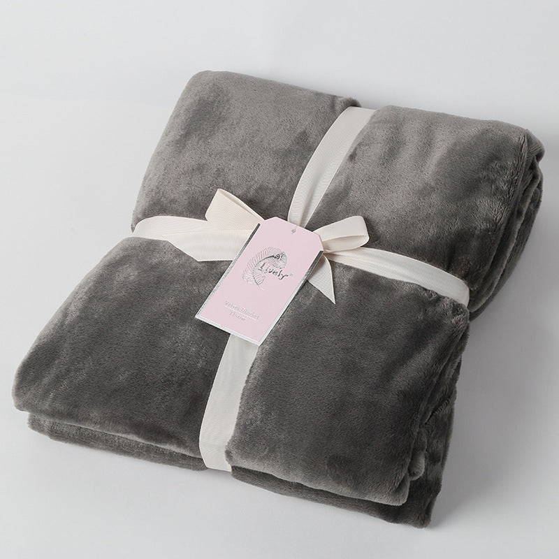 Thick Flannel Throw Blanket – Soft Single Nap Blanket for Office, Sofa & Home