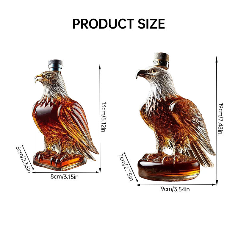 Bald Eagle Whiskey Decanter | Sculpted Glass Spirit Bottle | Bar Decor & Gift