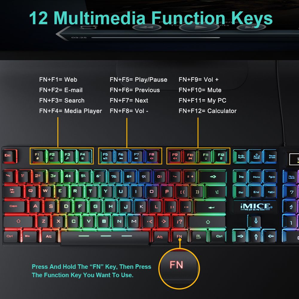 AN-300 104-Key Wired Gaming Keyboard and 7D Mouse Combo
