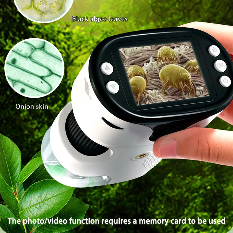 Pocket Handheld LED Microscope with Display and Memory Card