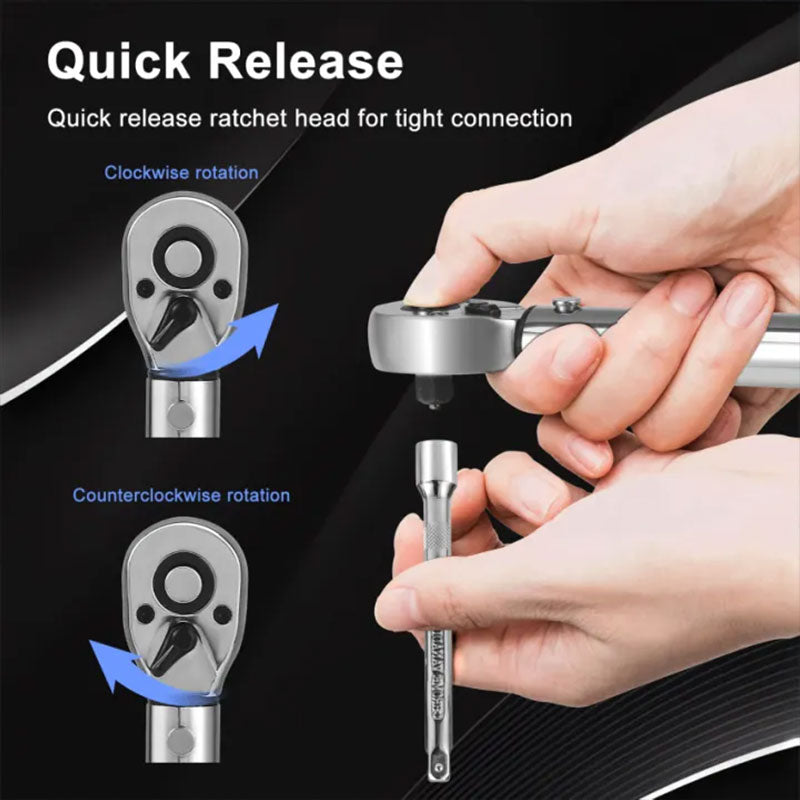 15-Piece Bike Torque Wrench Set – Adjustable 2-24Nm Preset Ratchet, 1/4" Drive