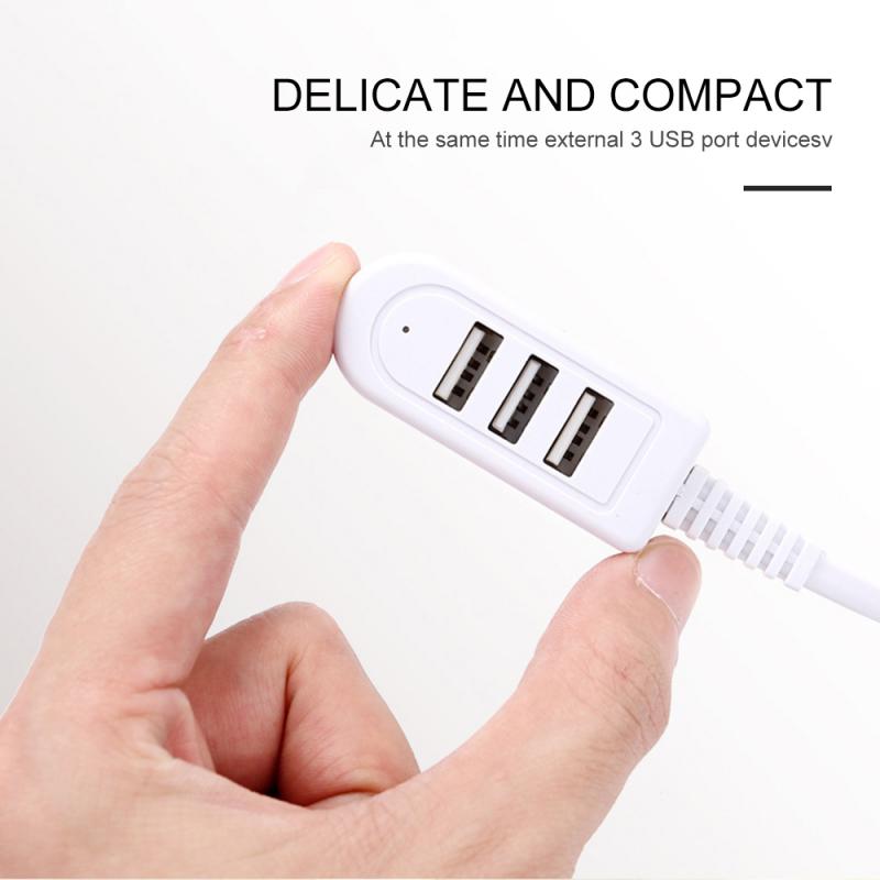 3-Port USB 2.0 Hub with 3A Charging and 30 cm Cable