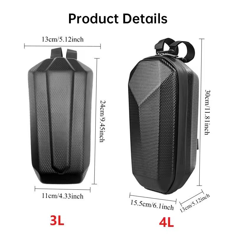 Portable Hard-Shell Hanging Storage Bag (3L/4L) – Waterproof Front Bag for Electric Scooter & Bike