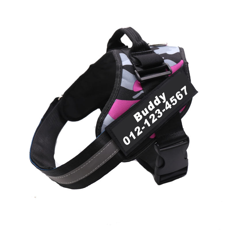 Personalized No-Pull Dog Harness – Oxford Cloth with Custom ID Patch, Reflective Strip & Top Handle | Baby to XXL | 13 Styles