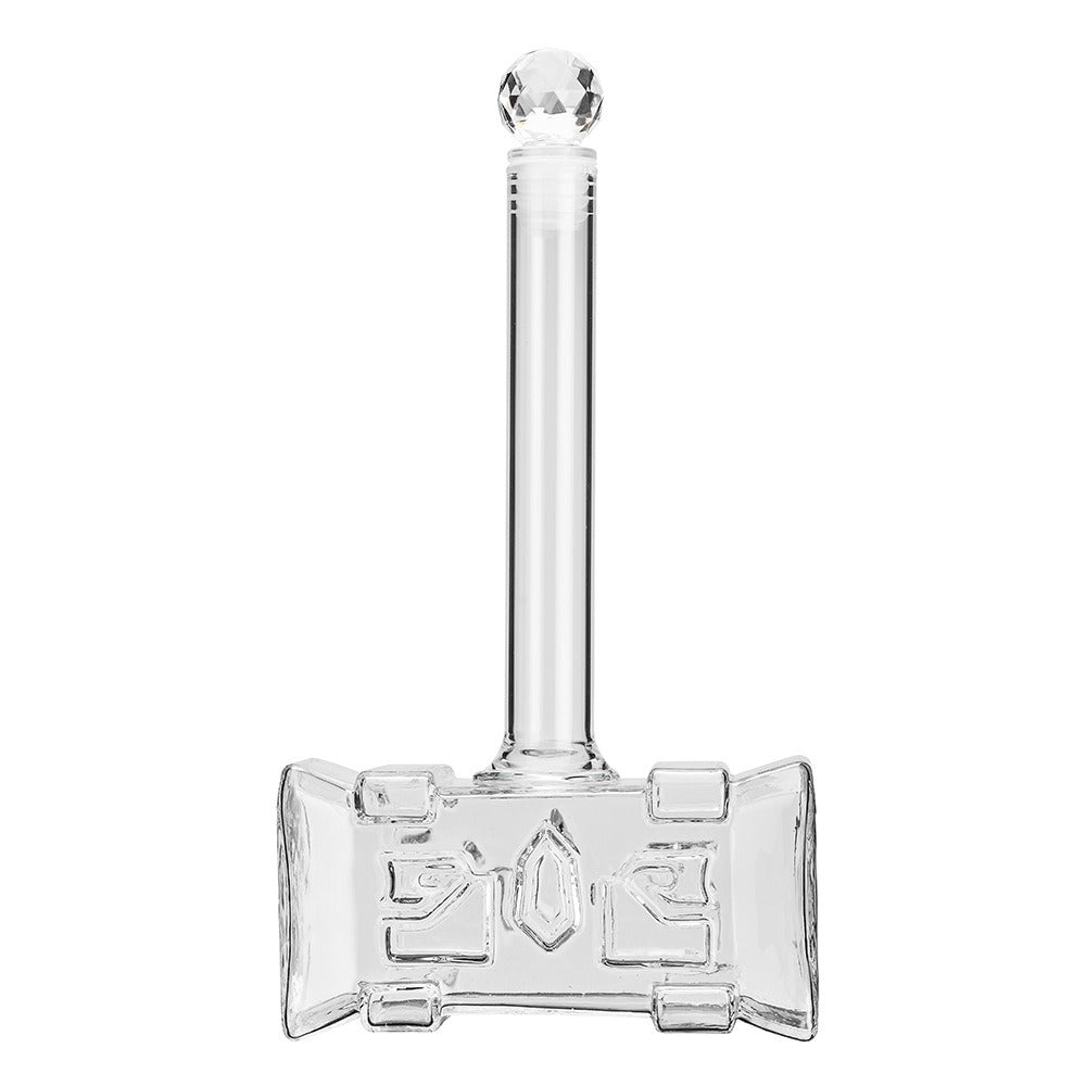Thor's Hammer Whiskey Decanter – 400ml Mjolnir-Shaped Glass Decanter with Crystal Ball Stopper | Norse Rune Engraving | Unique Bar Gift