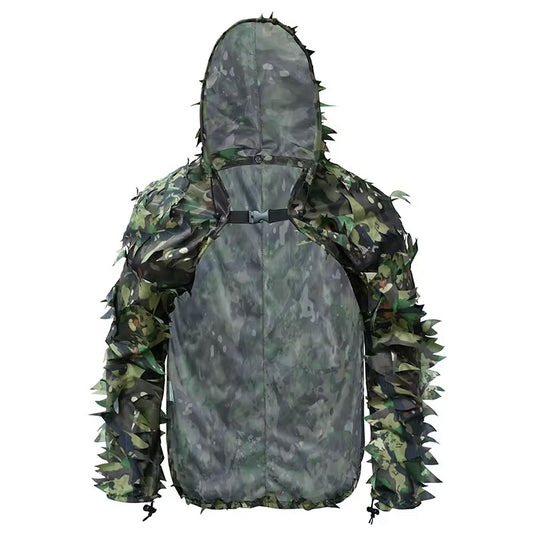3D Leafy Ghillie Suit Jacket with Hood | Tactical Camo Cloak for Hunting & Airsoft
