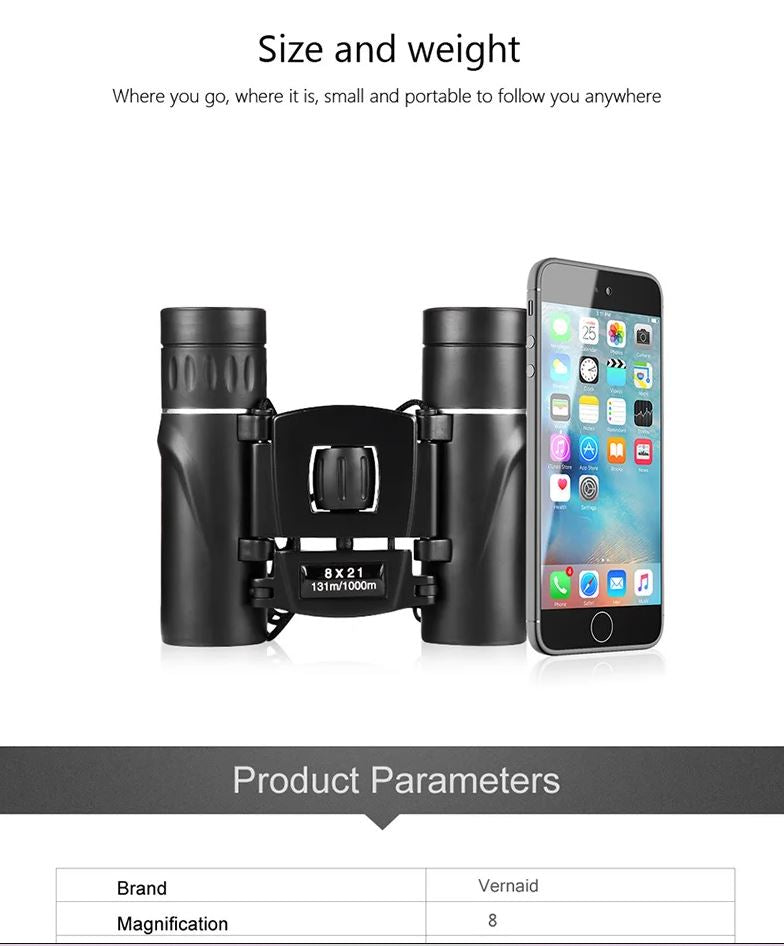 8×21 Compact Binoculars with BaK-4 Prism and FMC Optics