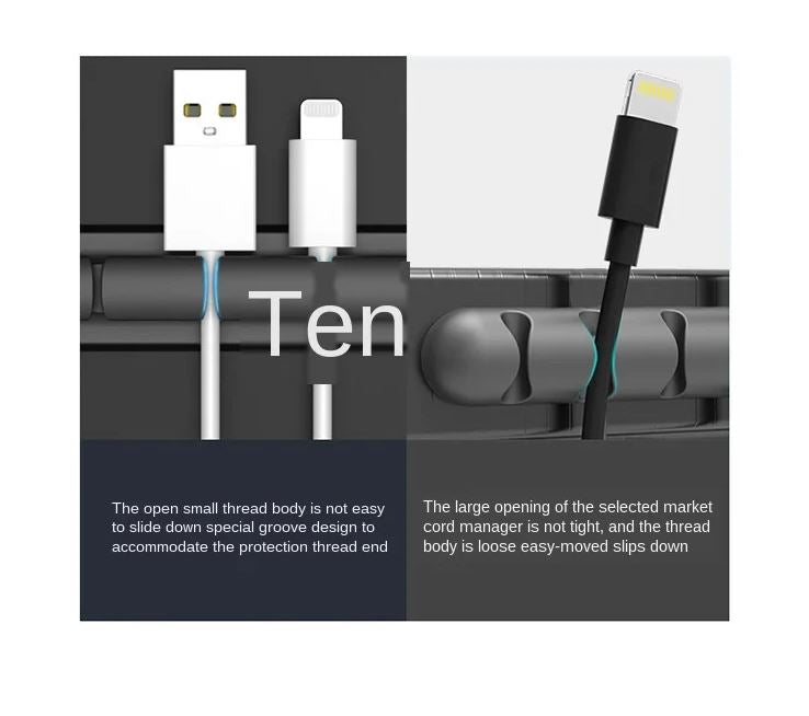Silicone Cable Organizer with Fixed Buckle, S–L Sizes