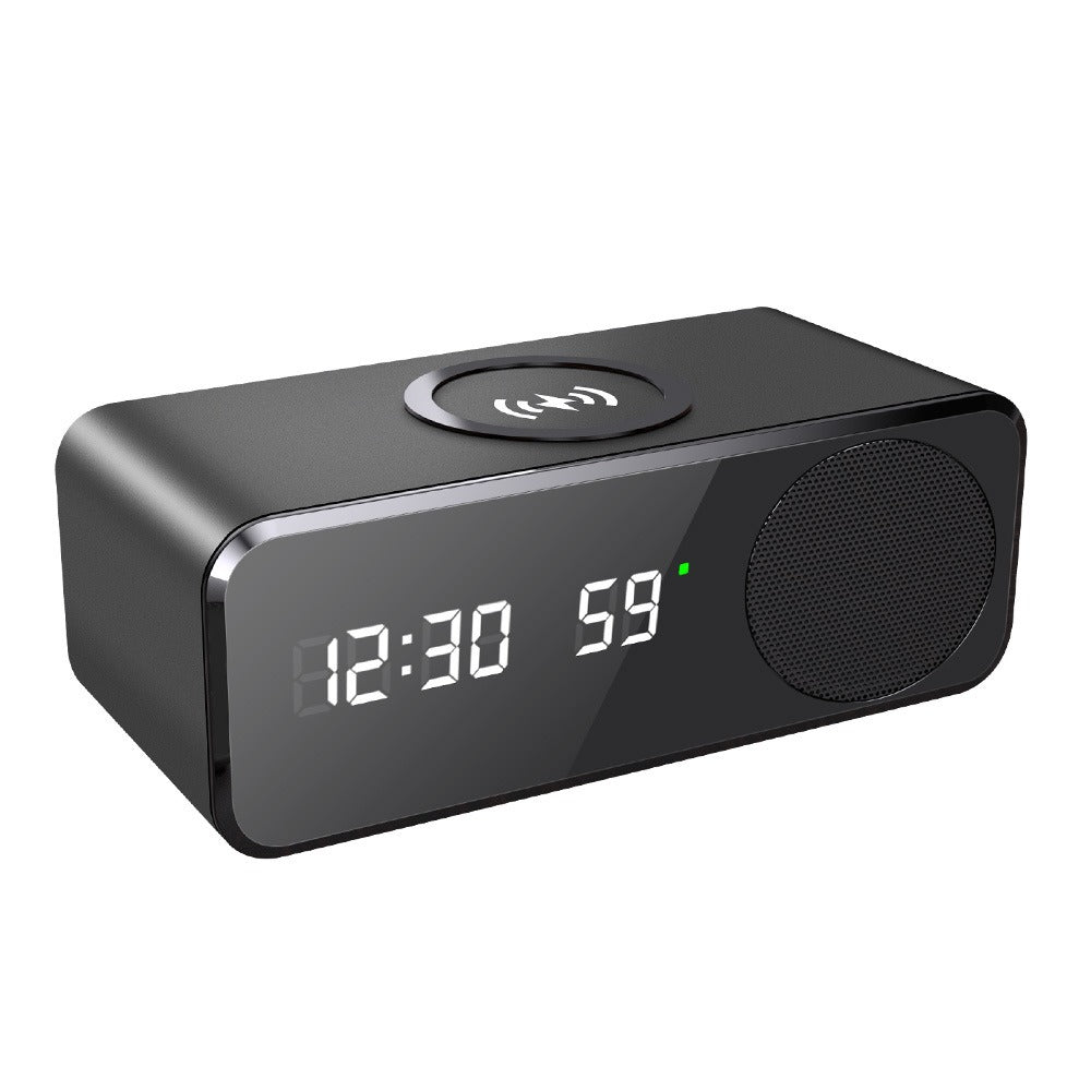 Bluetooth Speaker with Wireless Charging, Clock Display and Thermometer