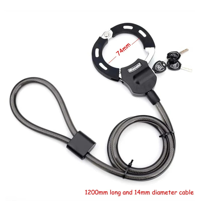 1.2 m × 14 mm Braided Steel Cable Lock with Key