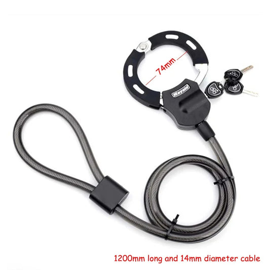 1.2 m × 14 mm Braided Steel Cable Lock with Key