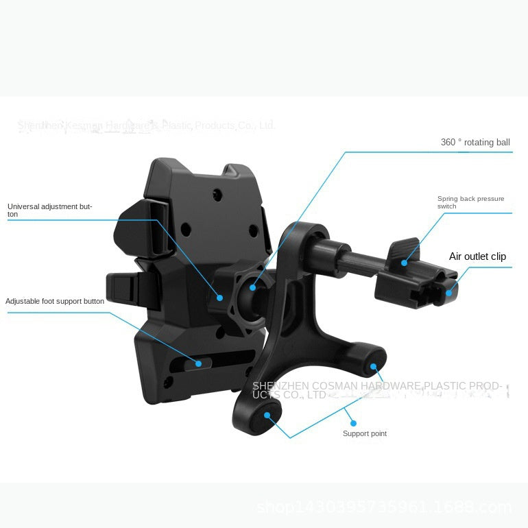 Universal Auto-Lock Car Phone Mount – Air Vent, Suction Cup & Clamp | Telescopic Arm, One-Hand Operation | Fits All Phones