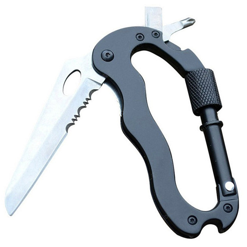 5-in-1 Outdoor Multi-Tool Carabiner with 7.5 cm Blade
