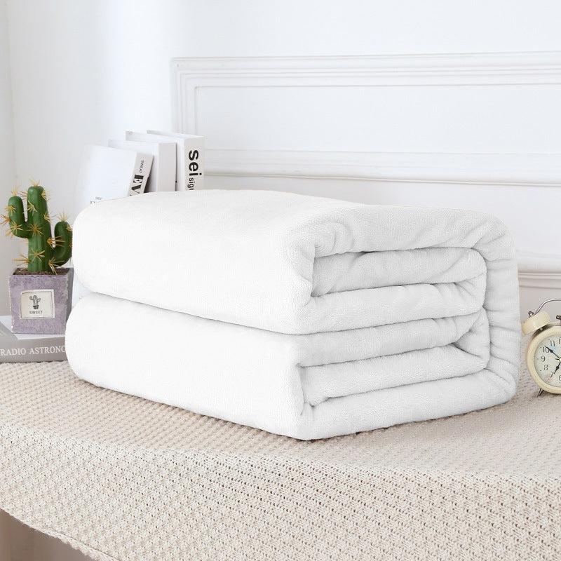 Cozy Solid Color Fleece Blanket – Soft Coral Flannel Throw for All Seasons