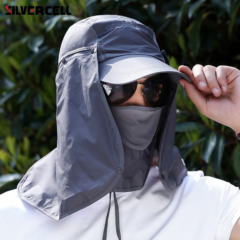 Unisex Flap Sun Hat with Removable Neck & Face Cover