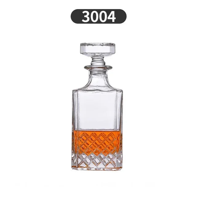 750ml Lead-Free Crystal Glass Whiskey Decanter – 6 Cut-Glass Designs | Airtight Stopper | Home Bar & Gift