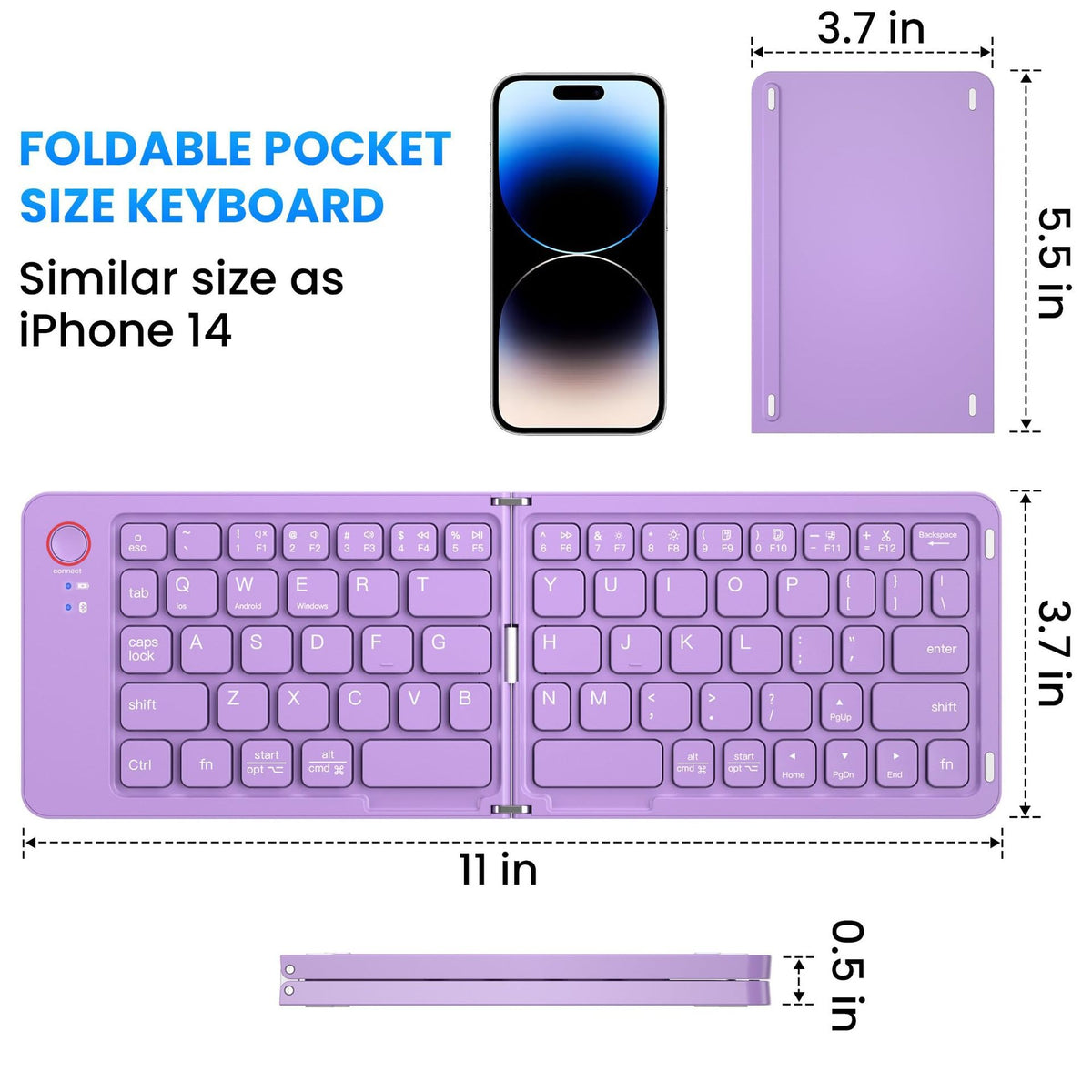 68-Key Ultra-Slim Folding Bluetooth Keyboard