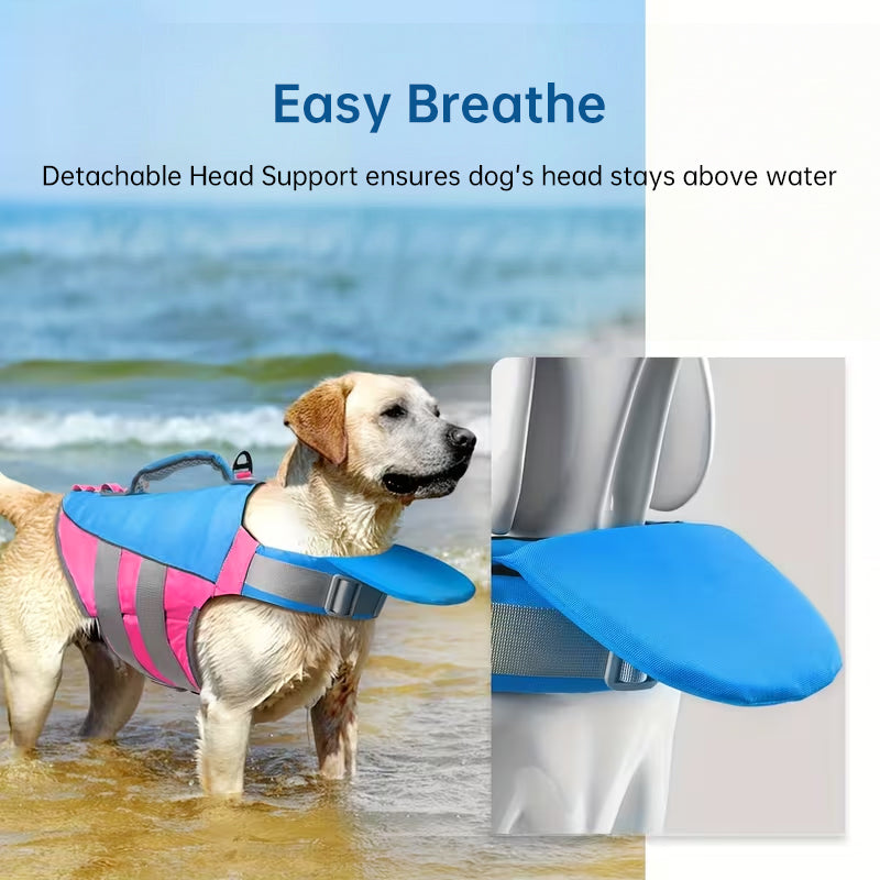 Adjustable Dog Life Jacket – 600D Oxford, High Buoyancy, Rescue Handle, Reflective Stripes | Swimming & Water Sports | XS–XL | 4 Colors