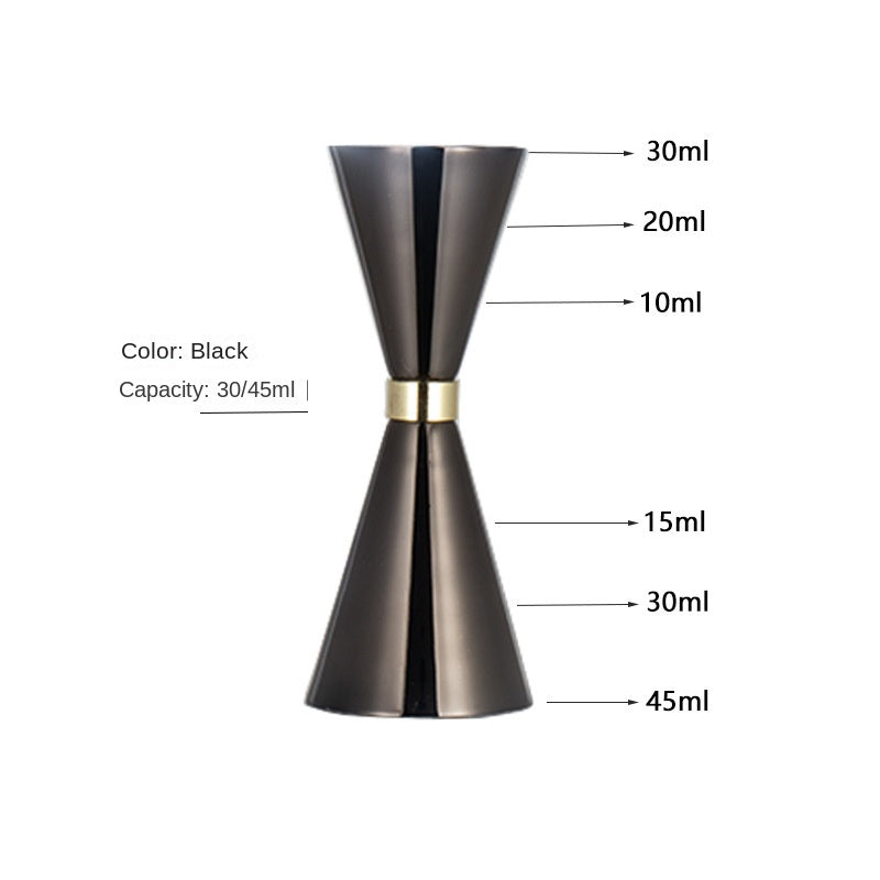 Stainless Steel Dual-Head Cocktail Jigger – Gold Ring Hourglass Measuring Cup