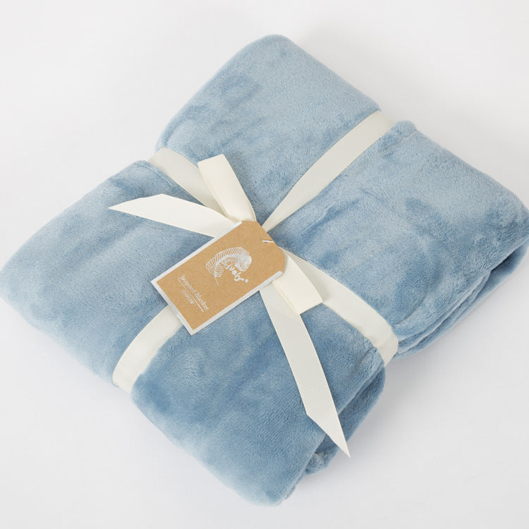 Thick Flannel Throw Blanket – Soft Single Nap Blanket for Office, Sofa & Home