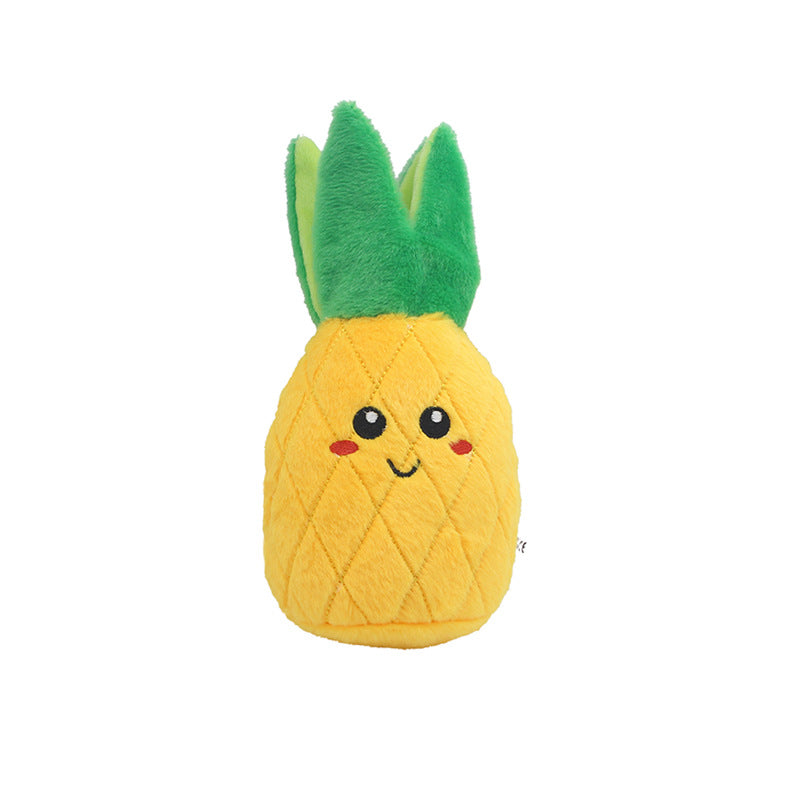 Fruit & Veggie Plush Squeaky Dog Toy – Cute Smiley Face, Built-In Squeaker & Crinkle | Soft Chew | Dogs & Cats | 6 Styles