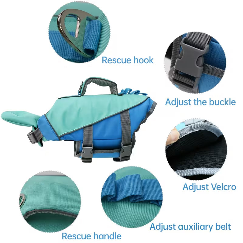 Adjustable Dog Life Jacket – 600D Oxford, High Buoyancy, Rescue Handle, Reflective Stripes | Swimming & Water Sports | XS–XL | 4 Colors
