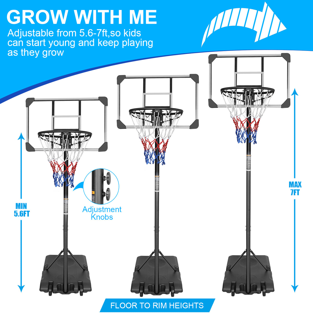 Portable Adjustable Basketball Hoop with 28-Inch Backboard and Wheels