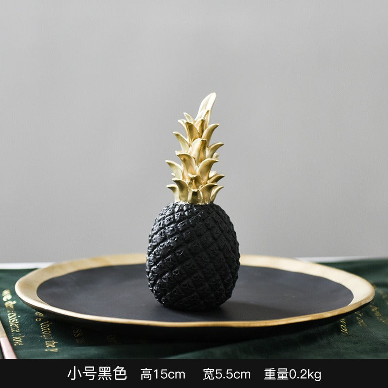 Resin Pineapple Figurine | Gold Crown Home Decor Sculpture | 3 Colors, 3 Sizes