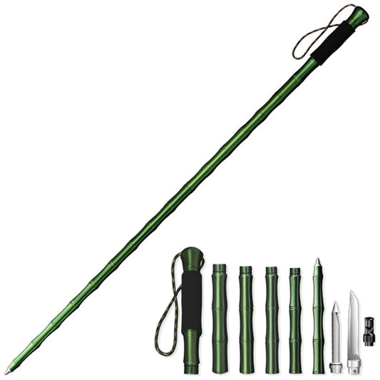 Folding Aluminum Outdoor Walking Stick with 440 Steel Knife