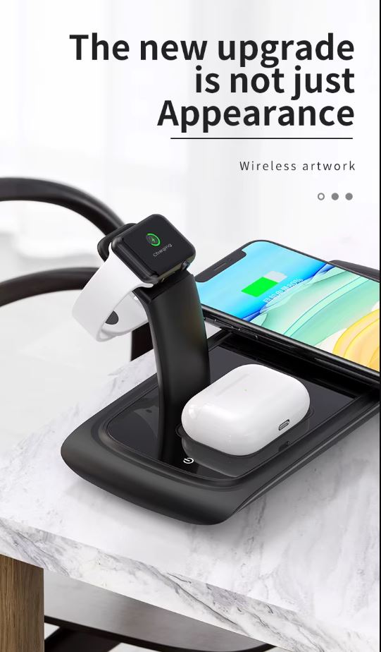 3-in-1 15W Wireless Charging Station for Phone, Watch and AirPods