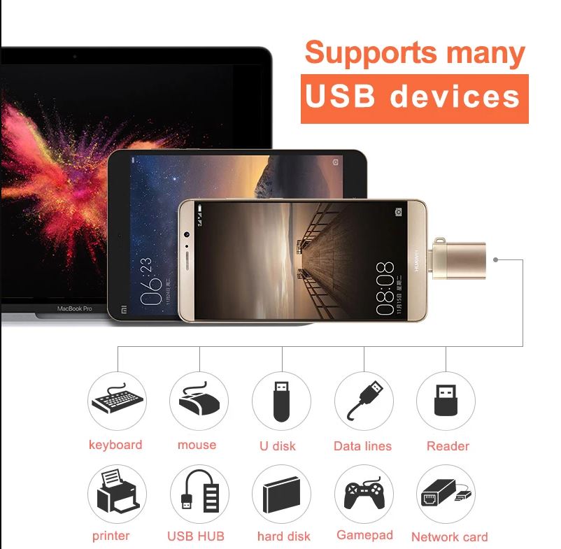 USB-C 3.0 OTG Adapter for Charging and Data