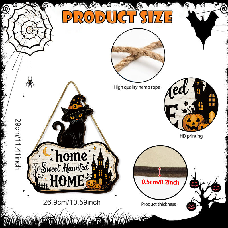 Halloween Wooden Black Cat Door & Wall Decoration
