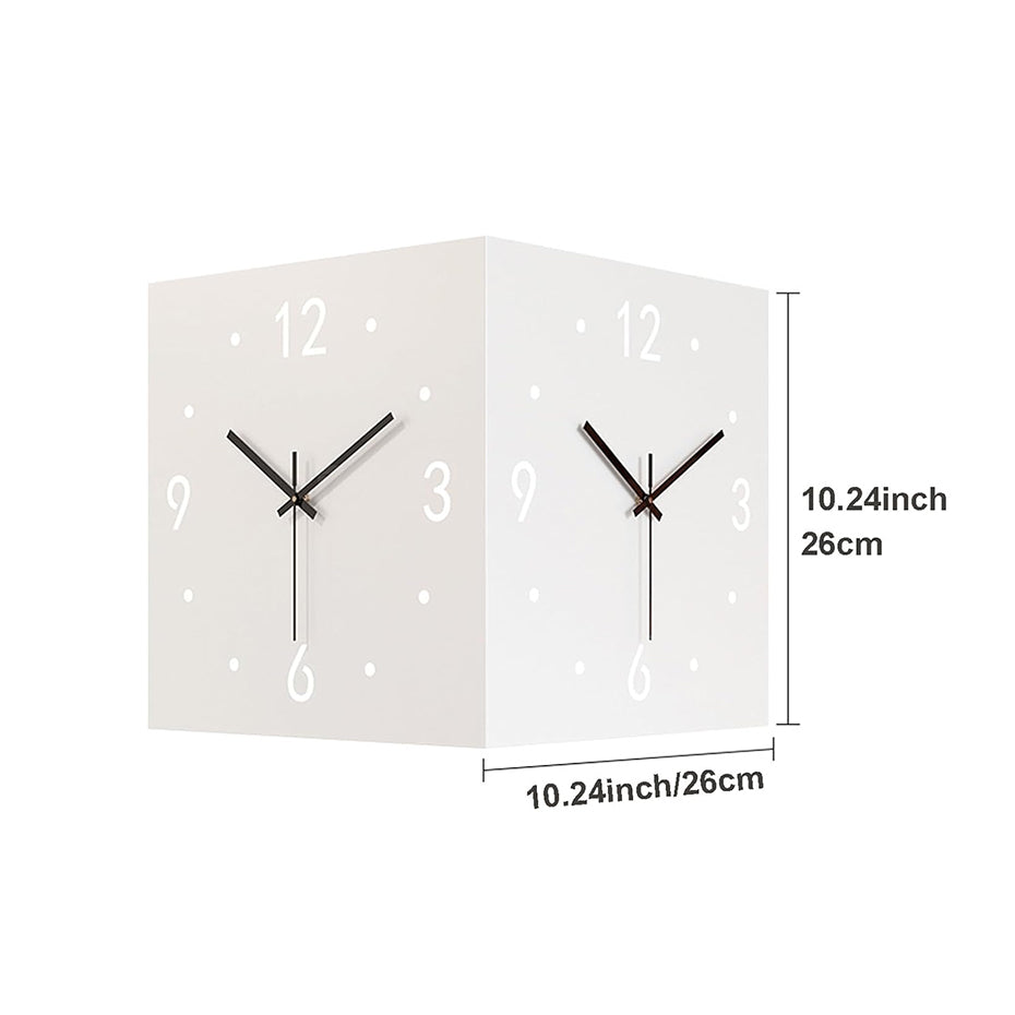 Nordic Dual-Face Corner Clock with LED Night Glow & Silent Movement