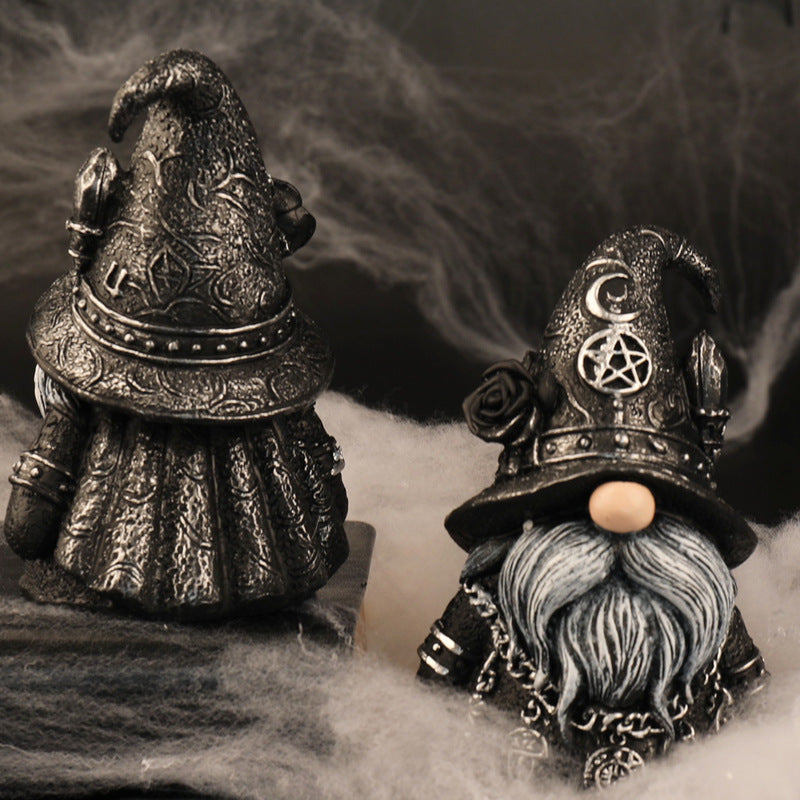 Gothic Wizard Dwarf Resin Figurine for Halloween Decor