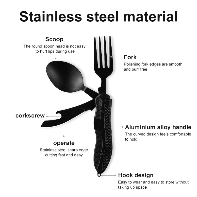 Detachable Folding Stainless Steel Camping Cutlery Set, Knife Fork Spoon