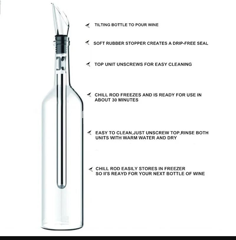 2-in-1 Stainless Steel Wine Chiller Stick & Pourer – Freeze & Serve | Keeps Wine Cold 35–45 Minutes
