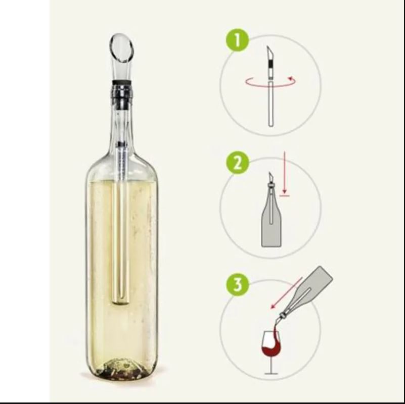 2-in-1 Stainless Steel Wine Chiller Stick & Pourer – Freeze & Serve | Keeps Wine Cold 35–45 Minutes