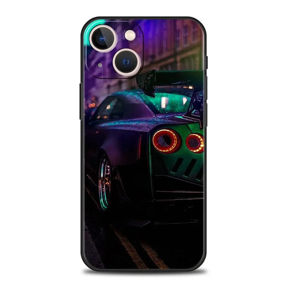 Blue & Red JDM Sports Car TPU Phone Case for iPhone 12–15