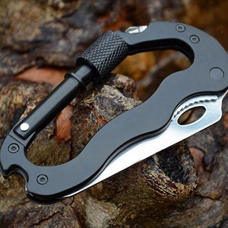 5-in-1 Outdoor Multi-Tool Carabiner with 7.5 cm Blade