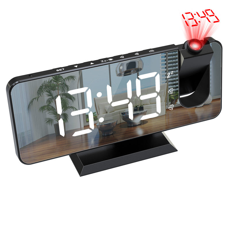 LED Mirror Projection Alarm Clock with RGB Display & Dual Alarms