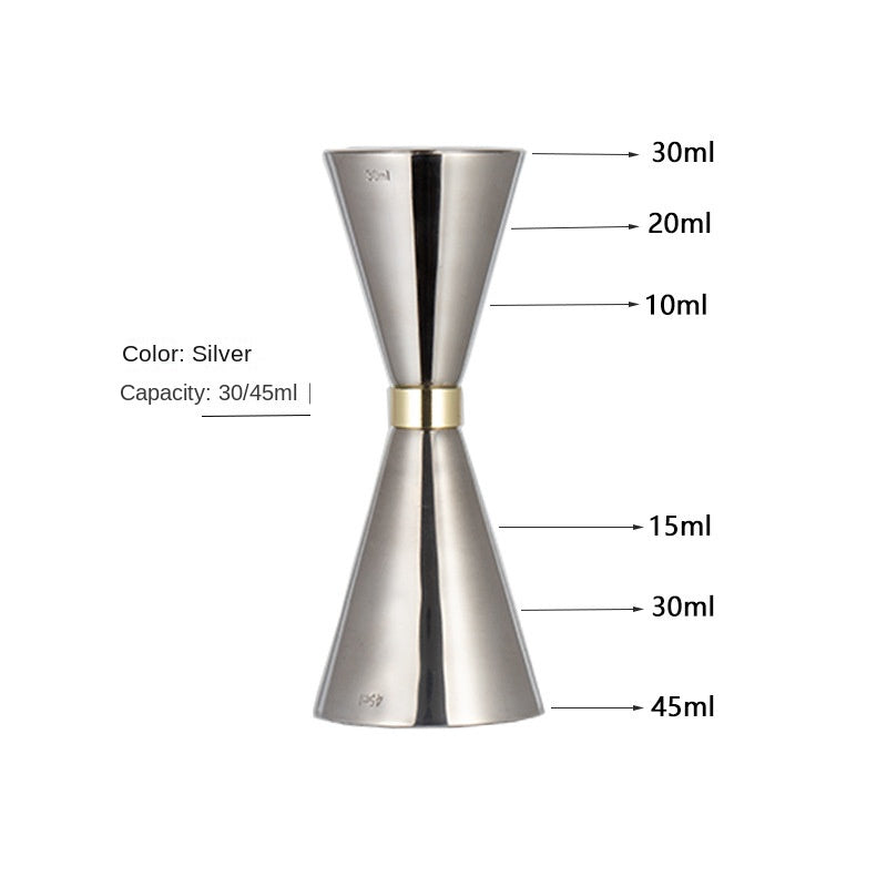 Stainless Steel Dual-Head Cocktail Jigger – Gold Ring Hourglass Measuring Cup
