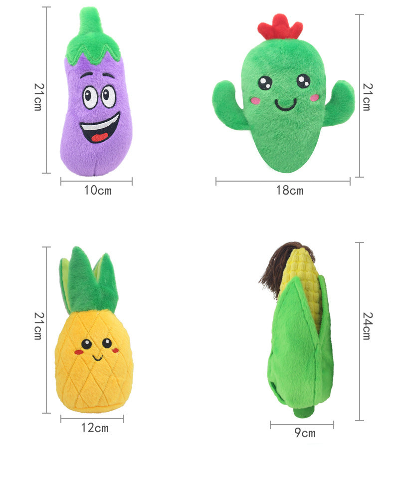 Fruit & Veggie Plush Squeaky Dog Toy – Cute Smiley Face, Built-In Squeaker & Crinkle | Soft Chew | Dogs & Cats | 6 Styles